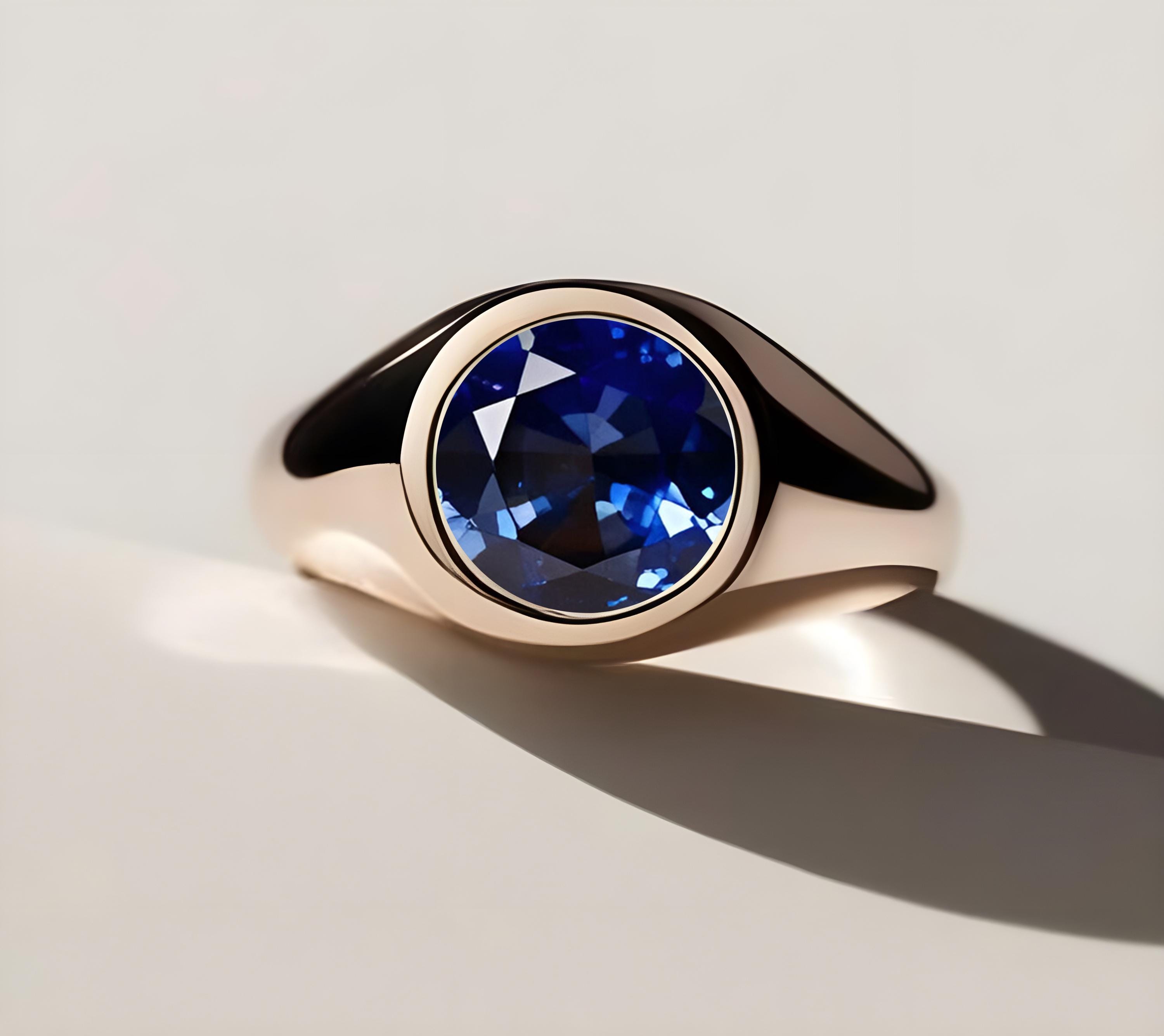 14k サファイア　指輪 ユニセックス ブルーサファイア 宝石 925 シルバー 14K ローズゴールド