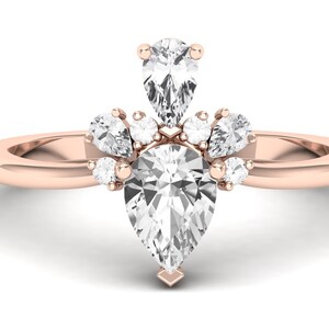 2.10ct AAA white topaz gemstone 14KT rose gold women solitaire bridal rings set wedding band engagement ring april birthstone ring for her