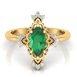 1.10 ct. Emerald Wedding Bridal Ring, Vintage Art Deco Ring, Solitaire Ring, Green Stone Ring, Ring For Adorable Women, Gift For Her.