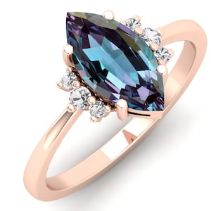 2.20ct AAA Alexandrite 14KT rose gold bridal ring engagement ring wedding band solitaire anniversary june birthstone alexandrite ring