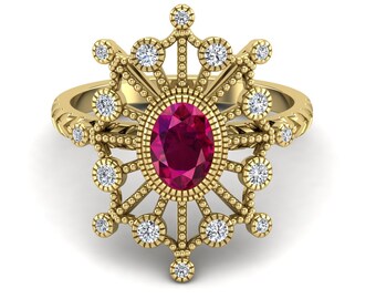 1.20 ct  Ruby gemstone 14KT yellow gold bridal ring engagement ring wedding band birthstone solitaire ring oval cut ruby