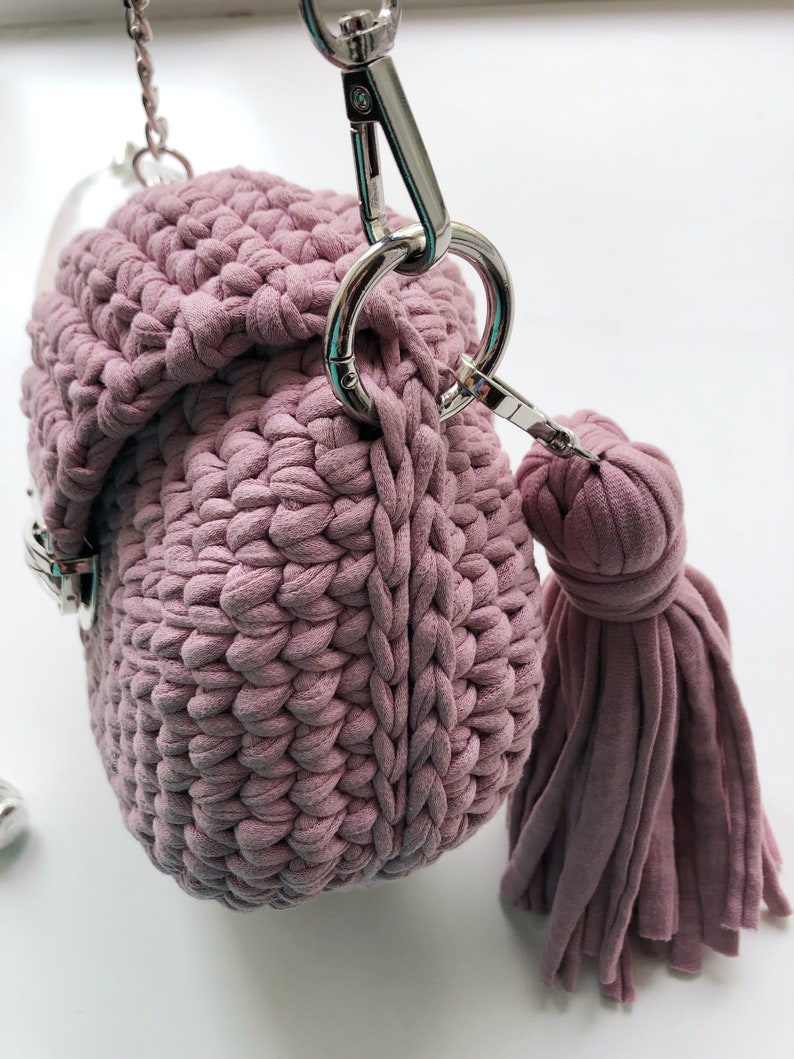 Round knitted bag Knitted yarn Bag made of knitting yarn image 1