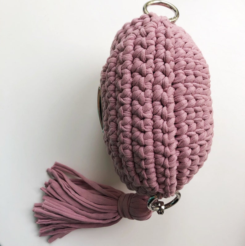 Round knitted bag Knitted yarn Bag made of knitting yarn image 2