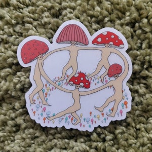 Dancing mushrooms clear sticker image 1