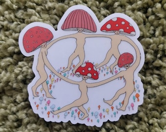 Dancing mushrooms clear sticker