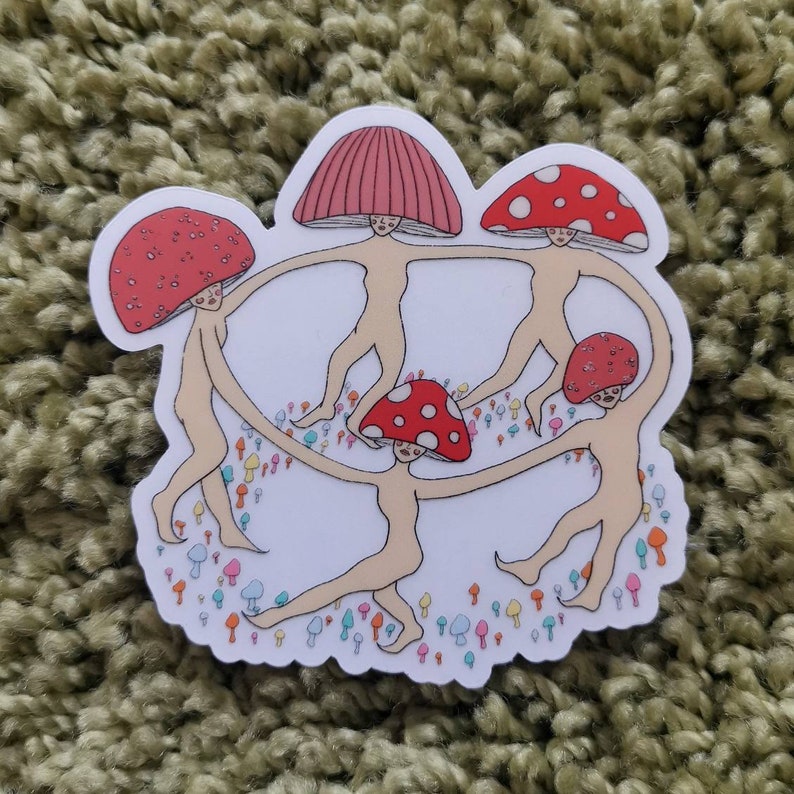 Dancing mushrooms clear sticker image 1