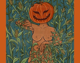 Peekaboo pumpkin art print