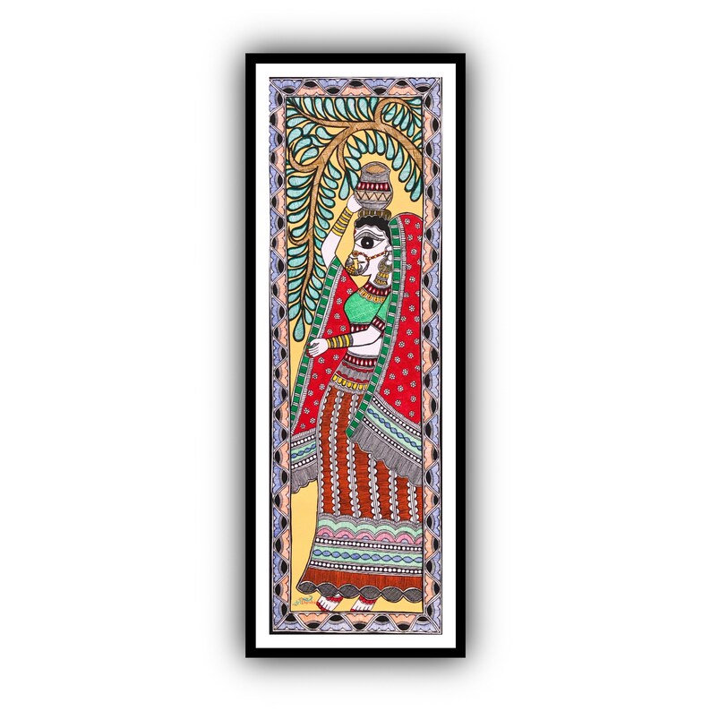 Indian Madhubani Painting Living Room Decor Vintage Indian Etsy