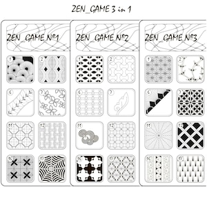 PDF - Zen game 1, 2 and 3  versions, choice of tangle is easy, game of zentangle