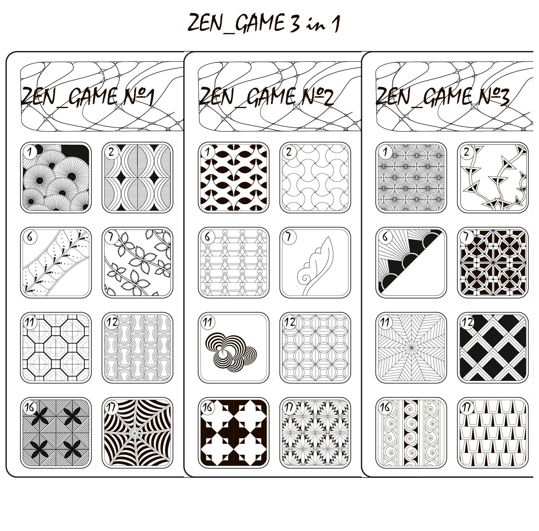 PDF - Zen Game 1, 2 and 3 Versions, Choice of Tangle is Easy, Game