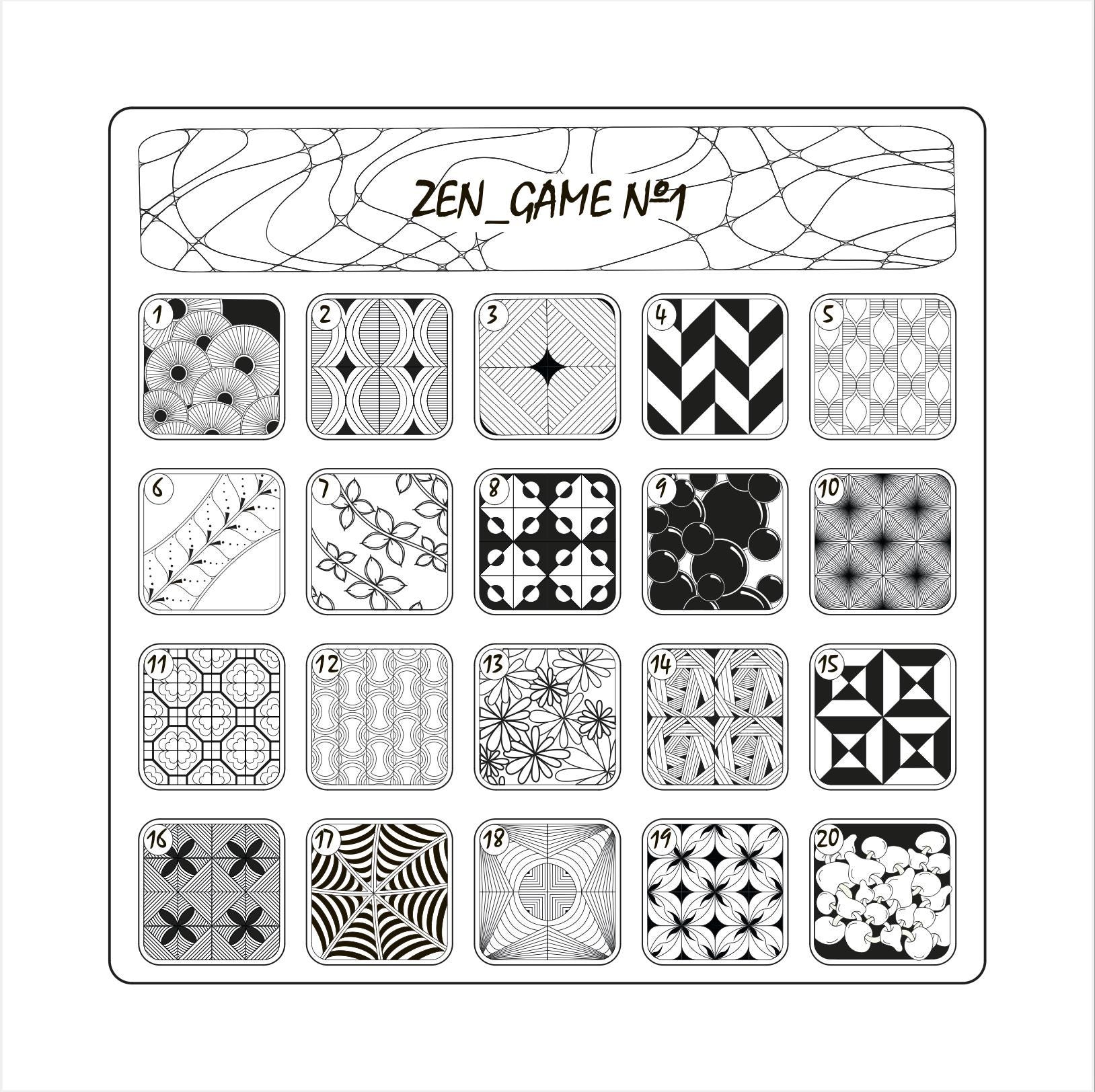 PDF - Zen Game 1, Choice of Tangle is Easy, Game of Zentangle - Etsy