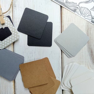Tarjetas de artista en blanco (50 unidades) - Azulejos de papel 2/2 inc. - Azulejos cuadrados con esquinas redondeadas - Papel de dibujo hecho a mano - Etiquetas para regalo de joyería