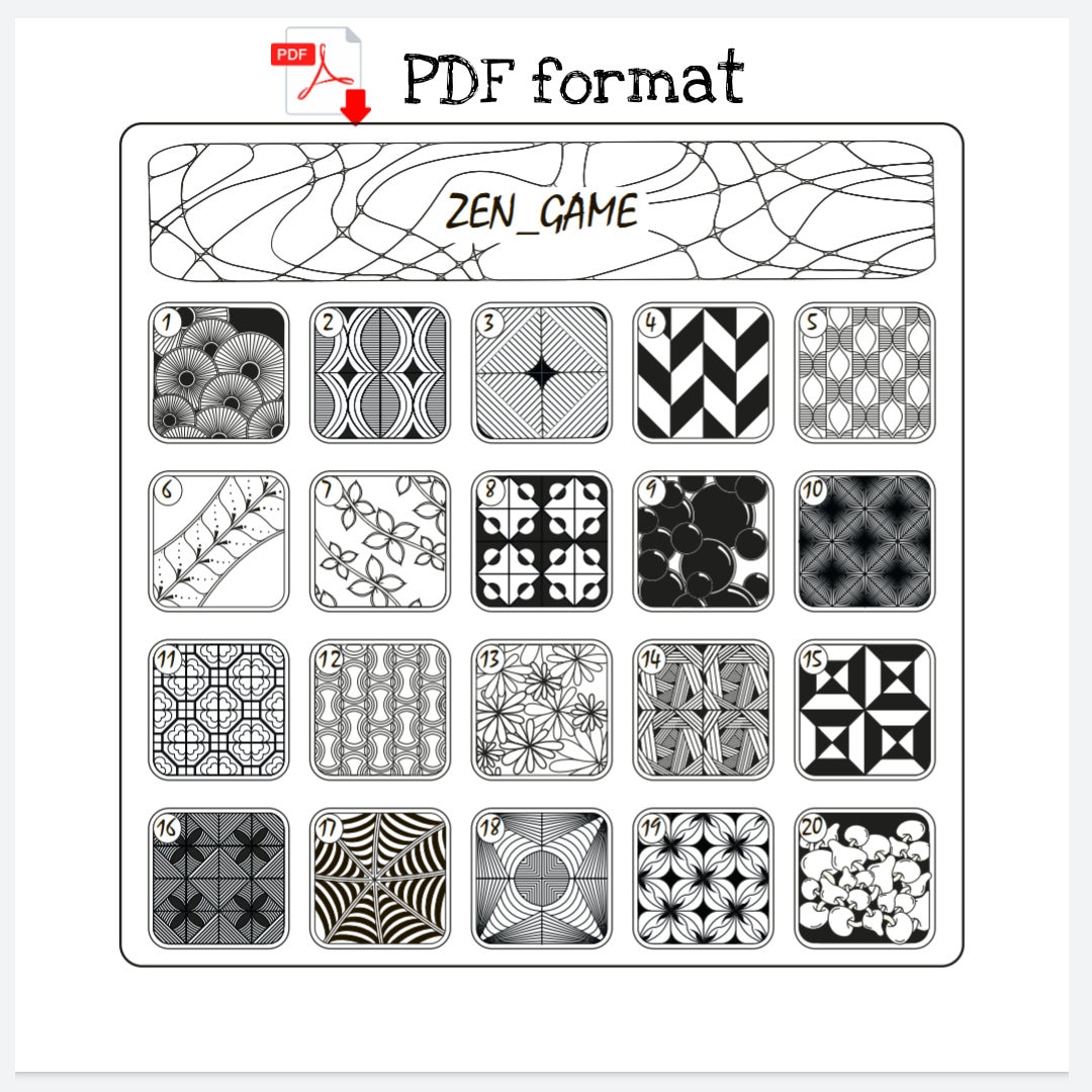 PDF Zen Game, Choice of Tangle is Easy, Game of Zentangle - Etsy pdf-zen-game-choice-of-tangle-is-easy-game-of-zentangle-etsy