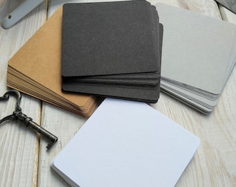 Blank cardstock 24 pcs - Drawing Paper tile 3.5/3.5 inc - Cards for stamping - Square Tiles with Round Corners - Blank Artist Cards