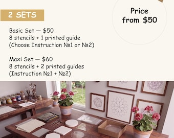 Set - 8 pcs Mandala dot art stencil, reusable, Stencils for drawing mandalas and zendalas on paper tiles, in a notebook