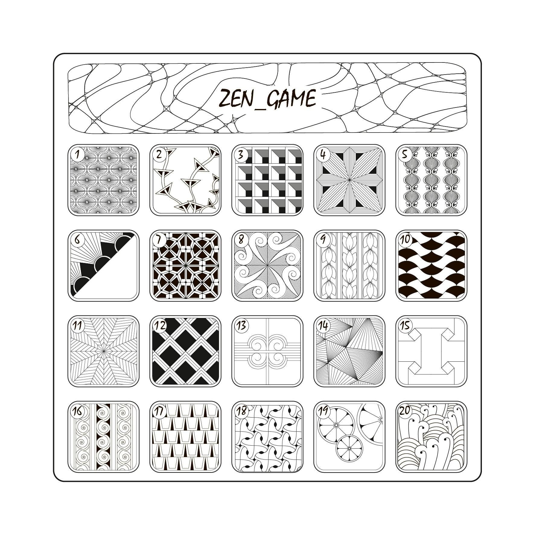 PDF Zen Game, Choice of Tangle is Easy, Game of Zentangle 