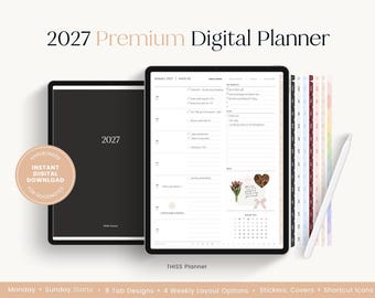 2027 Digital Planner PORTRAIT | Digital Planner, GoodNotes Planner, Daily Planner, Weekly Planner, iPad Planner, Notability Planner