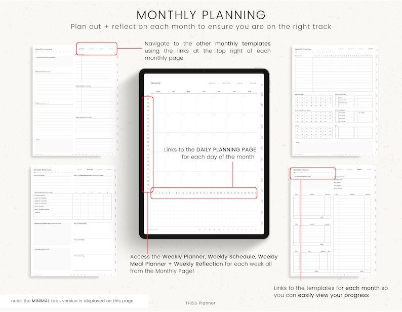 UNDATED Digital Planner, PORTRAIT Planner Template, GoodNotes Planner Notability iPad Planner, Daily Planner Digital Journal MINIMALIST image 4