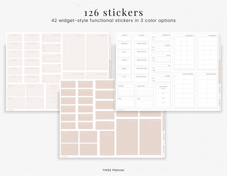 Puede incluir: Un conjunto de 126 pegatinas de planificador imprimibles en tres colores. Las pegatinas est&aacute;n dise&ntilde;adas para ser utilizadas en un planificador o diario. Las pegatinas son de estilo widget y son funcionales. Las pegatinas est&aacute;n dise&ntilde;adas para ayudarte a organizar tu vida.