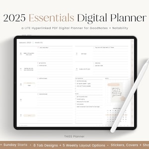 2025 Digital Planner - Essentials Digital Journal, Digital Planning, GoodNotes Planner, Minimal iPad Planner, Daily Planner, THISS Planner