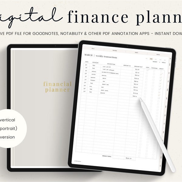 Digital Finance Planner | Budget Planner | Finance Planner | Finance Tracker | Budget Template and Tracker for Savings | GoodNotes Planner
