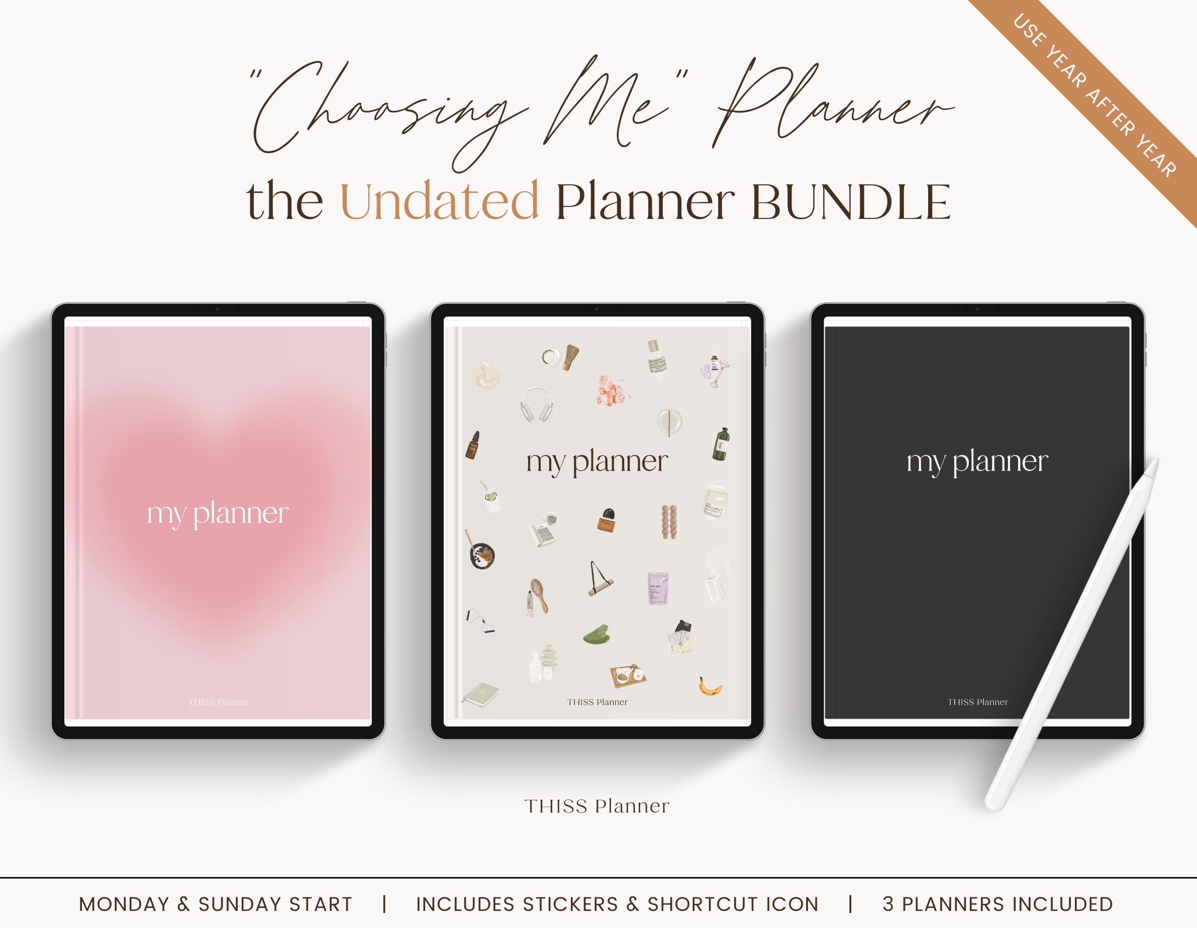 Digital Planner UNDATED | GoodNotes Planner | Daily Planner Weekly Planner | iPad Planner | Notability Planner | PDF Digital Planning