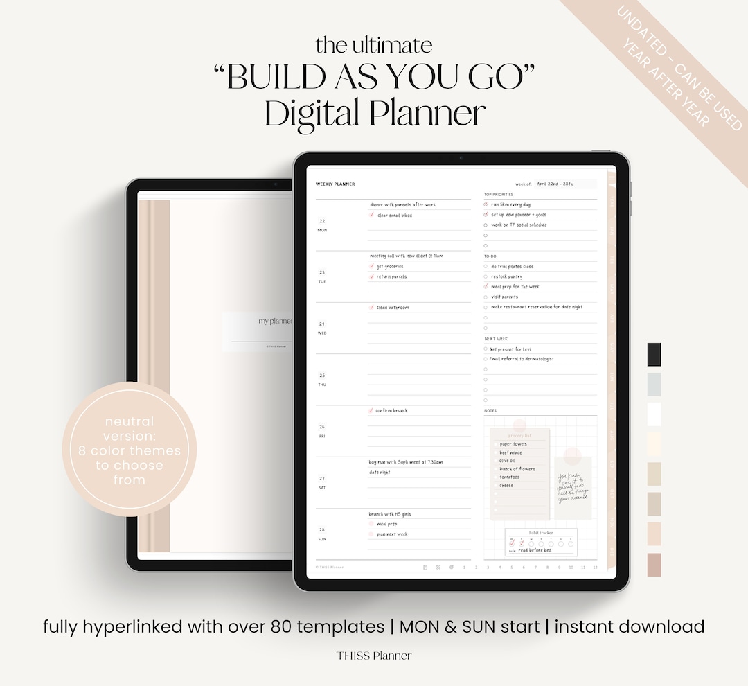 Undated Digital Planner for Digital Planning | Goodnotes Planner, iPad ...