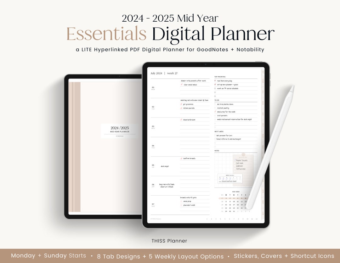 Buy 2024 2025 MID YEAR Digital Planner Digital Planning, Goodnotes ...