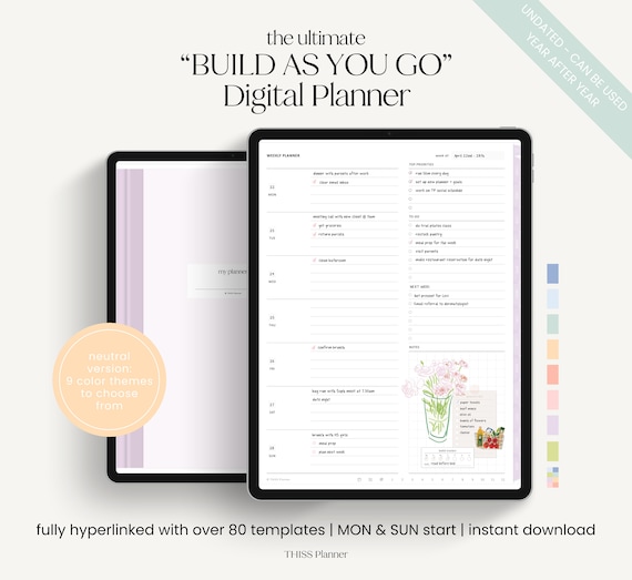 Undated Digital Planner for Digital Planning | Goodnotes Planner, iPad Planner, Notability Planner, 2024 2025 Undated Planner Colorful
