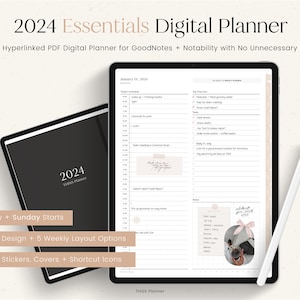 2024 Digital Planner - Digital Planning, GoodNotes Planner, Notability Planner, Minimal Planner, iPad Planner, Dated Digital Planner Journal