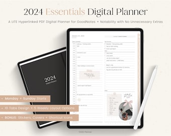 2024 Digital Planner - Digital Planning, GoodNotes Planner, Notability Planner, Minimal Planner, iPad Planner, Dated Digital Planner Journal