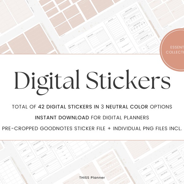 Digital Stickers Set | Functional Digital Planner Stickers Book for GoodNotes | Widget stickers for Digital Planning | Minimal Stickers
