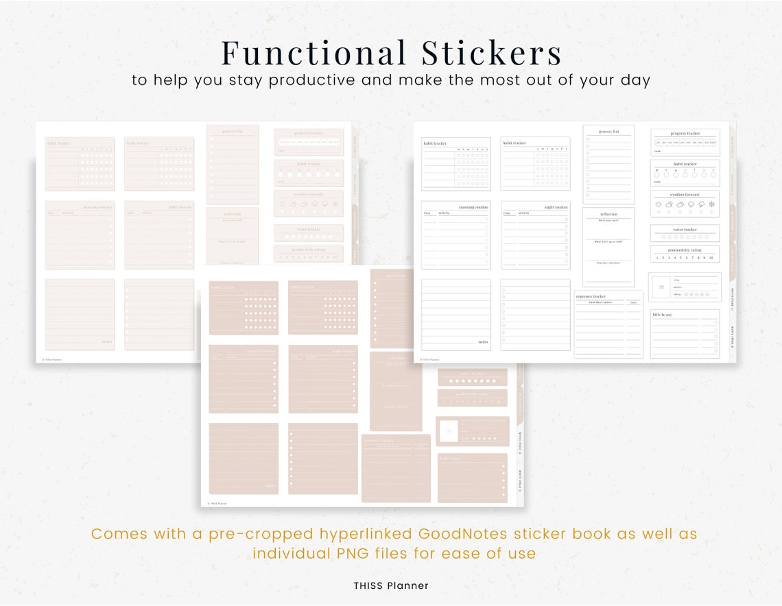 Digital Stickers Set Functional Digital Planner Stickers - Etsy