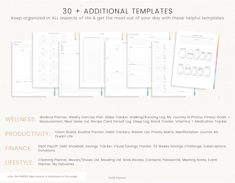 UNDATED Digital Planner, PORTRAIT Planner Template, GoodNotes Planner Notability iPad Planner, Daily Planner Digital Journal MINIMALIST image 8