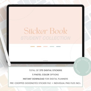 Student Digital Stickers | Digital planner stickers | Notability & GoodNotes stickers set | Minimal Stickers Student Sticker Book PNG
