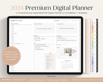 2024 Digital Planner, Dated Planner, 2024 Year Journal, Weekly Planner, Daily Planner, GoodNotes Planner, Notability Planner, iPad Planner