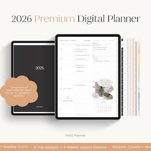 2026 Digital Planner PORTRAIT | Digital Planner, GoodNotes Planner, Daily Planner, Weekly Planner, iPad Planner, Notability Planner