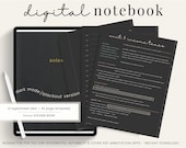 Dark Mode Digital Notebook - 12 Hyperlinked tabs for GoodNotes Notability PDF Template - Blackout Digital Notes Note taking Students