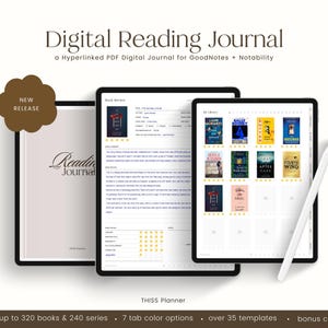 Diario di lettura digitale / Pianificatore di lettura per iPad / GoodNotes Reading Tracker / Diario di lettura minimo / Notability Journal Book Journal