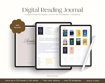 Digital Reading Journal | Reading Planner for iPad | GoodNotes Reading Tracker | Minimal Reading Journal | Notability Journal Book Journal