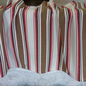 Cortina de valance de algodón tejido vintage, cortina de café vintage, cortina de cocina (A1)