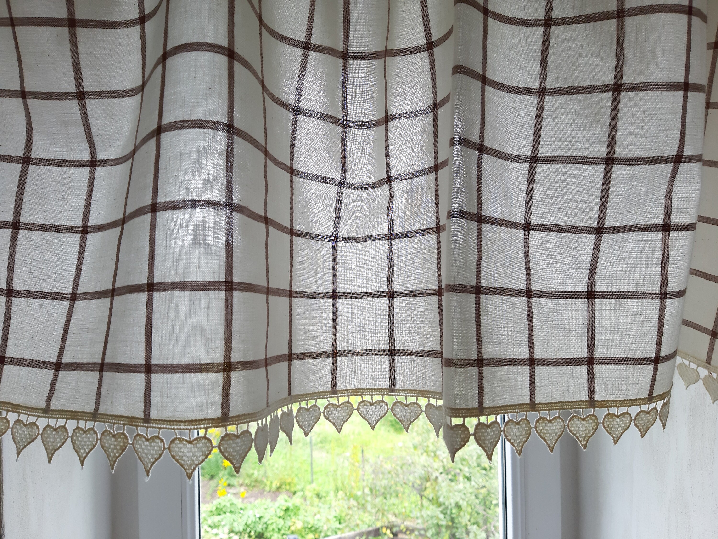 Vintage Beige Brown Lace Hearts Edges Valance Curtain Kitchen - Etsy
