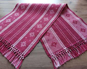 Vintage Both sides usable woven thick cotton table topper, Short table runner, table mat, Scandinavian vintage Home textile (A6)