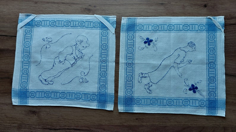 2 Pieces vintage decorative hand embroidered small cotton tea towels dish towels, kitchen towels, 70s tea towels A9 image 5