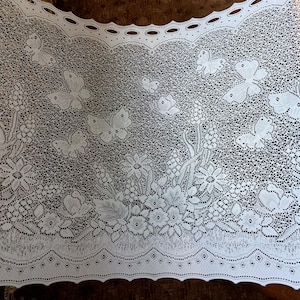 Vintage butterflies net valance curtain , vintage sheer polyester cafe curtain, vintage day cafe curtain (A1)
