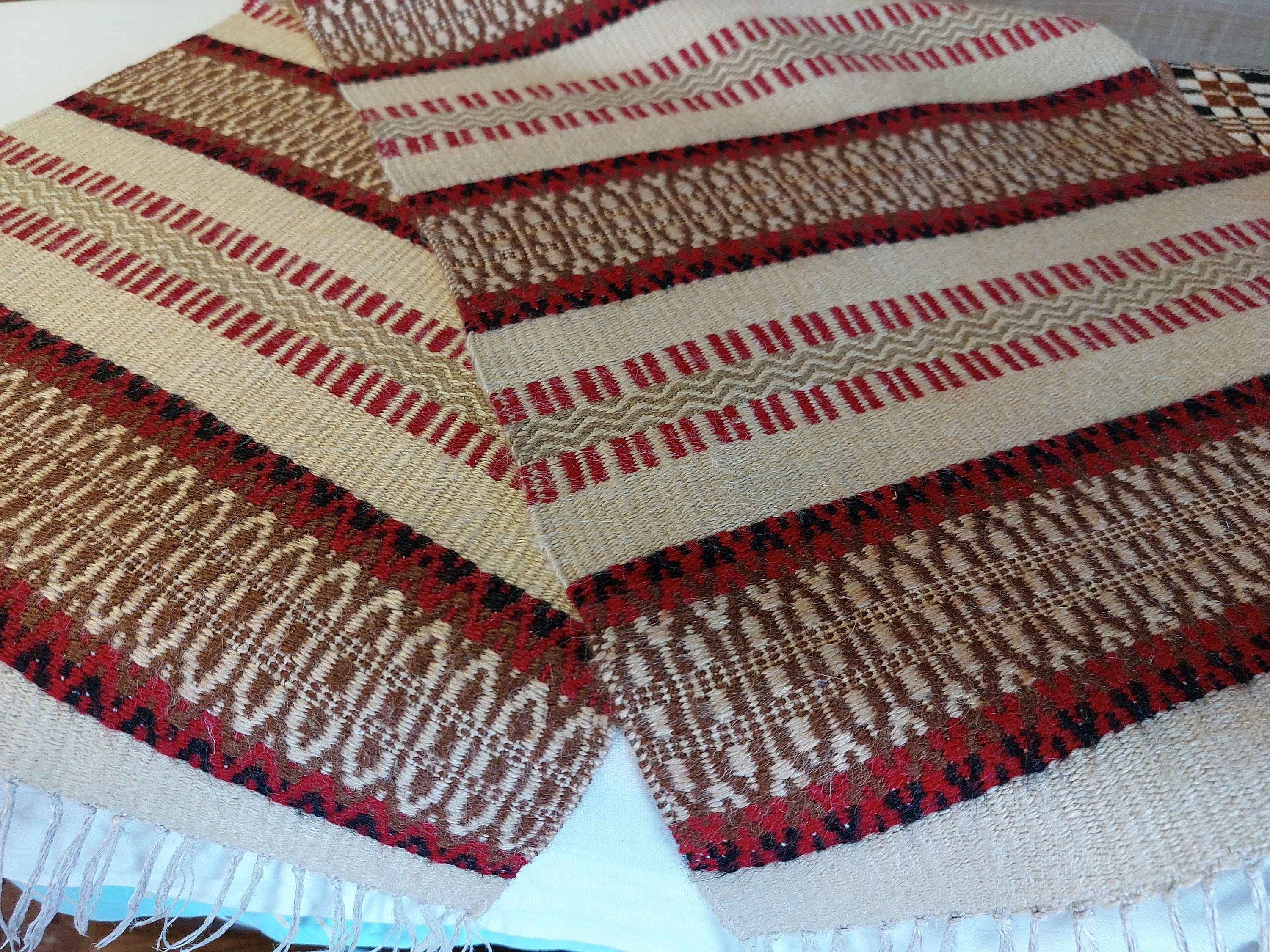 Vintage Handwoven Wool Table Topper -table Runner, Table Dressing ...