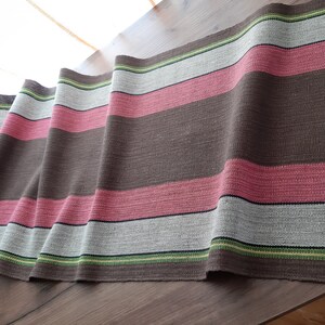 Vintage linnen geweven tafelloper, tafeltopper, tafeldressing, tafeldecor (4)