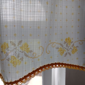 Vintage floral printed polyester valance curtain, polyester cafe curtain, vintage kitchen curtain , vintage housewarming textile (A5)