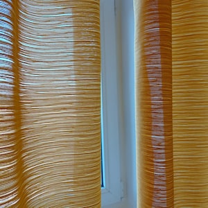 Pair of Large woven vintage acrylic curtains, light yellow curtains , curtain panels , room curtains , bedroom curtains (A8)