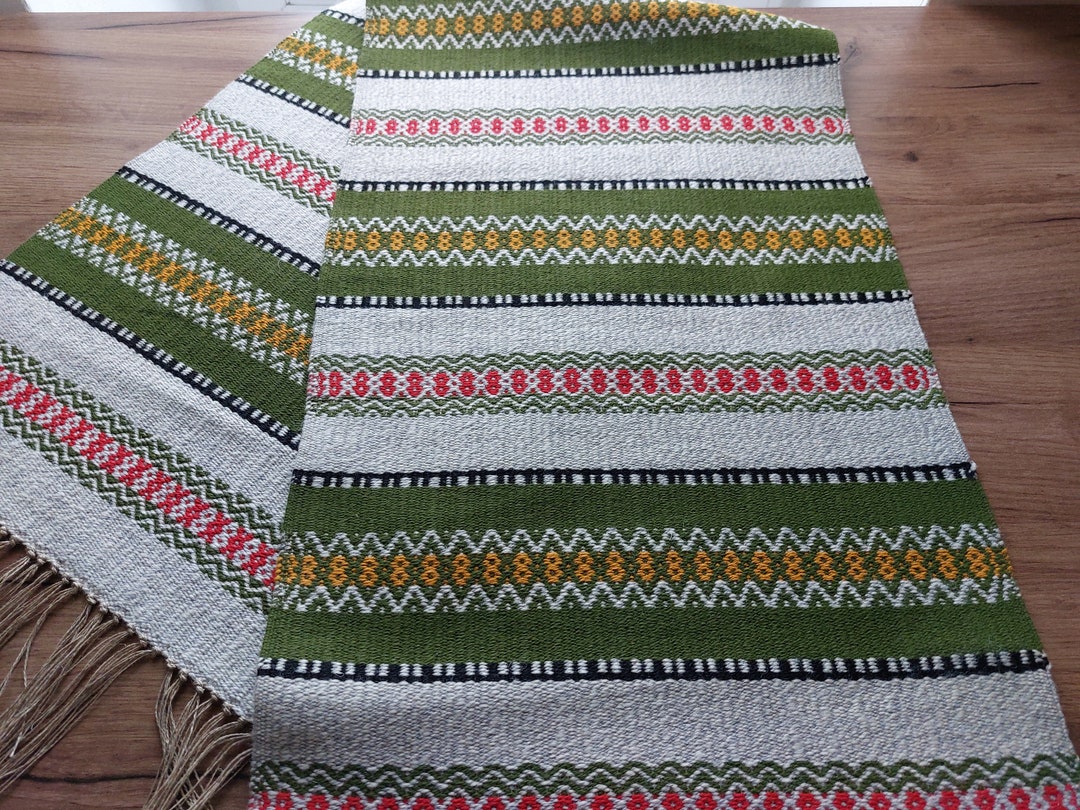 Vintage Handwoven Wool Table Topper, Table Runner, Table Dressing ...